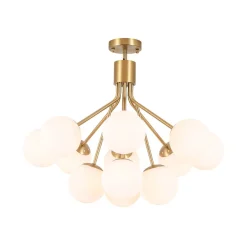 Bloom Opal Glass Bubble Tiered Sputnik Semi Flush Chandelier