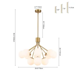 Bloom Opal Glass Bubble Tiered Sputnik Semi Flush Chandelier