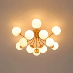 Bloom Tiered Frosted Glass Globe Bubble Semi Flush Chandelier