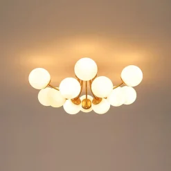 Bloom Tiered Frosted Glass Globe Bubble Semi Flush Chandelier