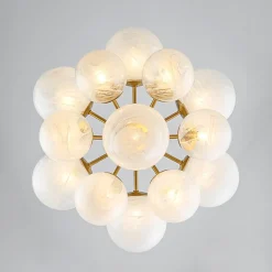 Bloom Tiered Opal Swirl Glass Bubble Semi Flush Chandelier