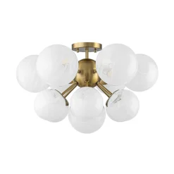 Bloom Tiered Opal Swirl Glass Bubble Semi Flush Chandelier
