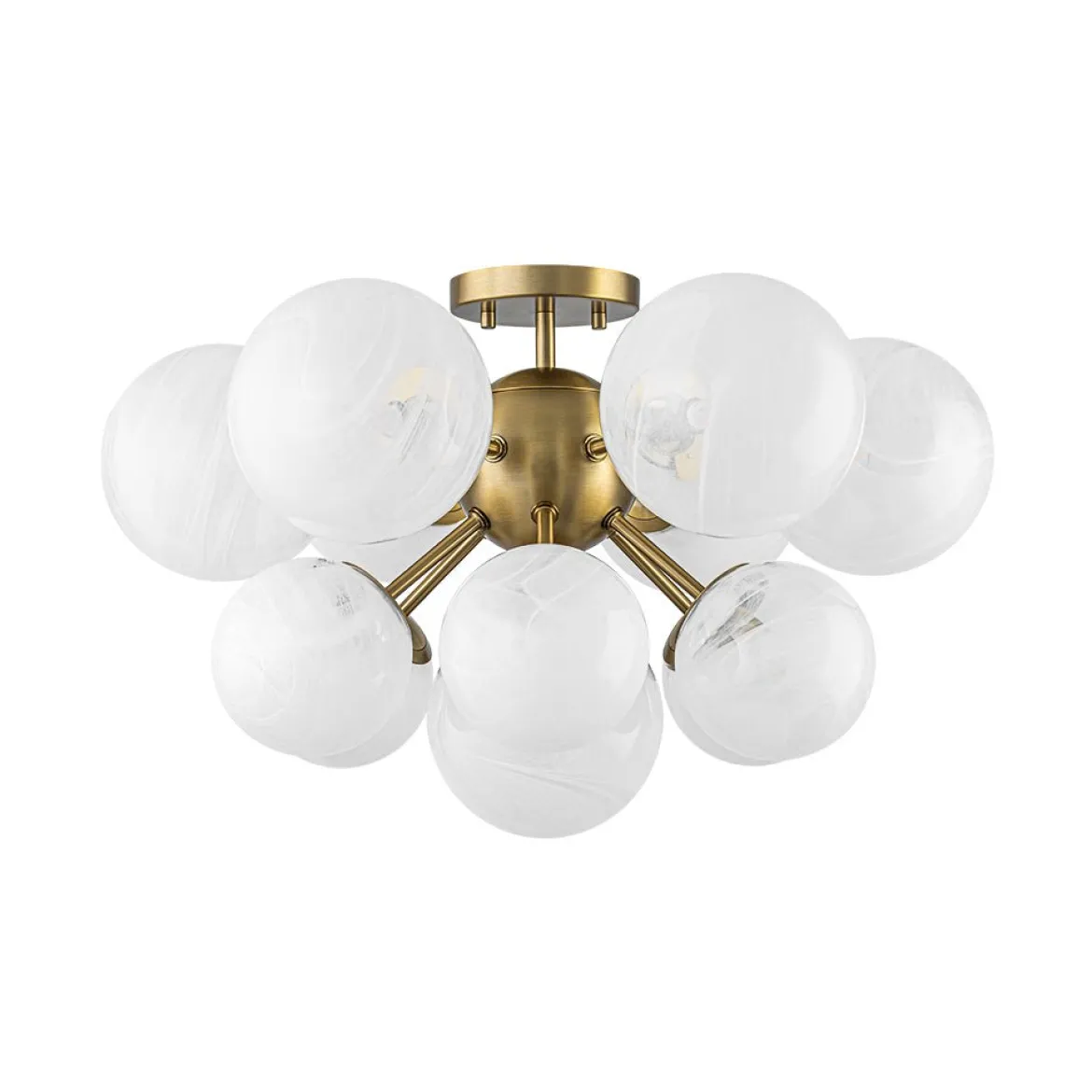Bloom Tiered Opal Swirl Glass Bubble Semi Flush Chandelier