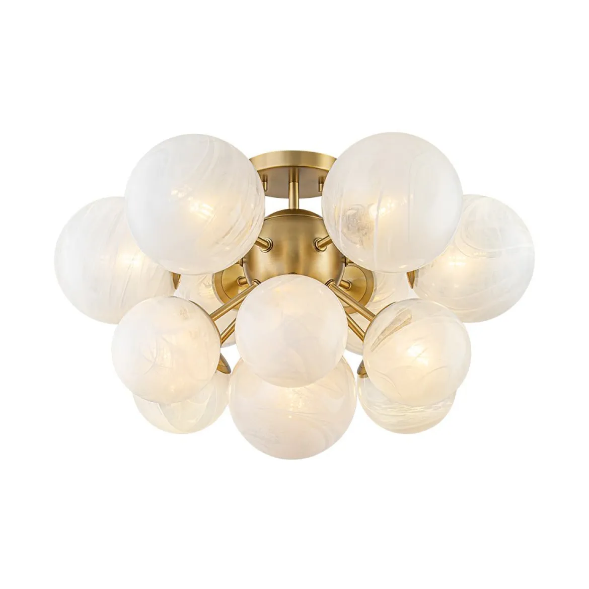 Bloom Tiered Opal Swirl Glass Bubble Semi Flush Chandelier