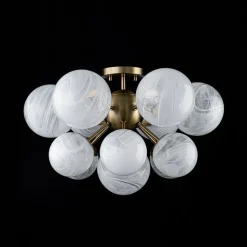 Bloom Tiered Opal Swirl Glass Bubble Semi Flush Chandelier