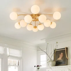 Blossom 12-Light Opal Glass Bubble Semi Flush Chandelier