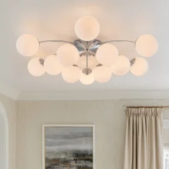 Blossom 12-Light Opal Glass Bubble Semi Flush Chandelier