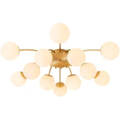 Blossom 12-Light Opal Glass Bubble Semi Flush Chandelier