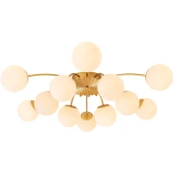 Blossom 12-Light Opal Glass Bubble Semi Flush Chandelier