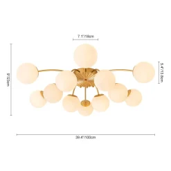 Blossom 12-Light Opal Glass Bubble Semi Flush Chandelier