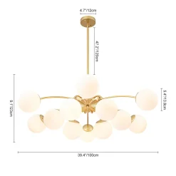 Blossom 12-Light Opal Glass Bubble Semi Flush Chandelier