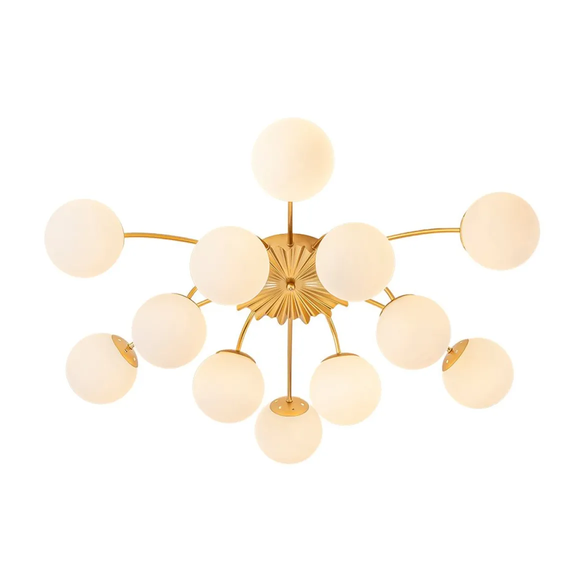 Blossom 12-Light Opal Glass Bubble Semi Flush Chandelier