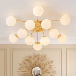 Blossom 12-Light Opal Glass Bubble Semi Flush Chandelier