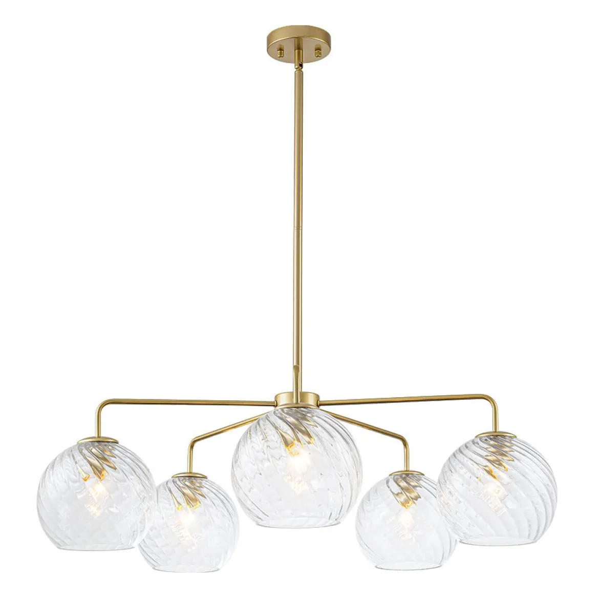 Blue Ribbed Glass Globe 5-light Round Sputnik Chandelier