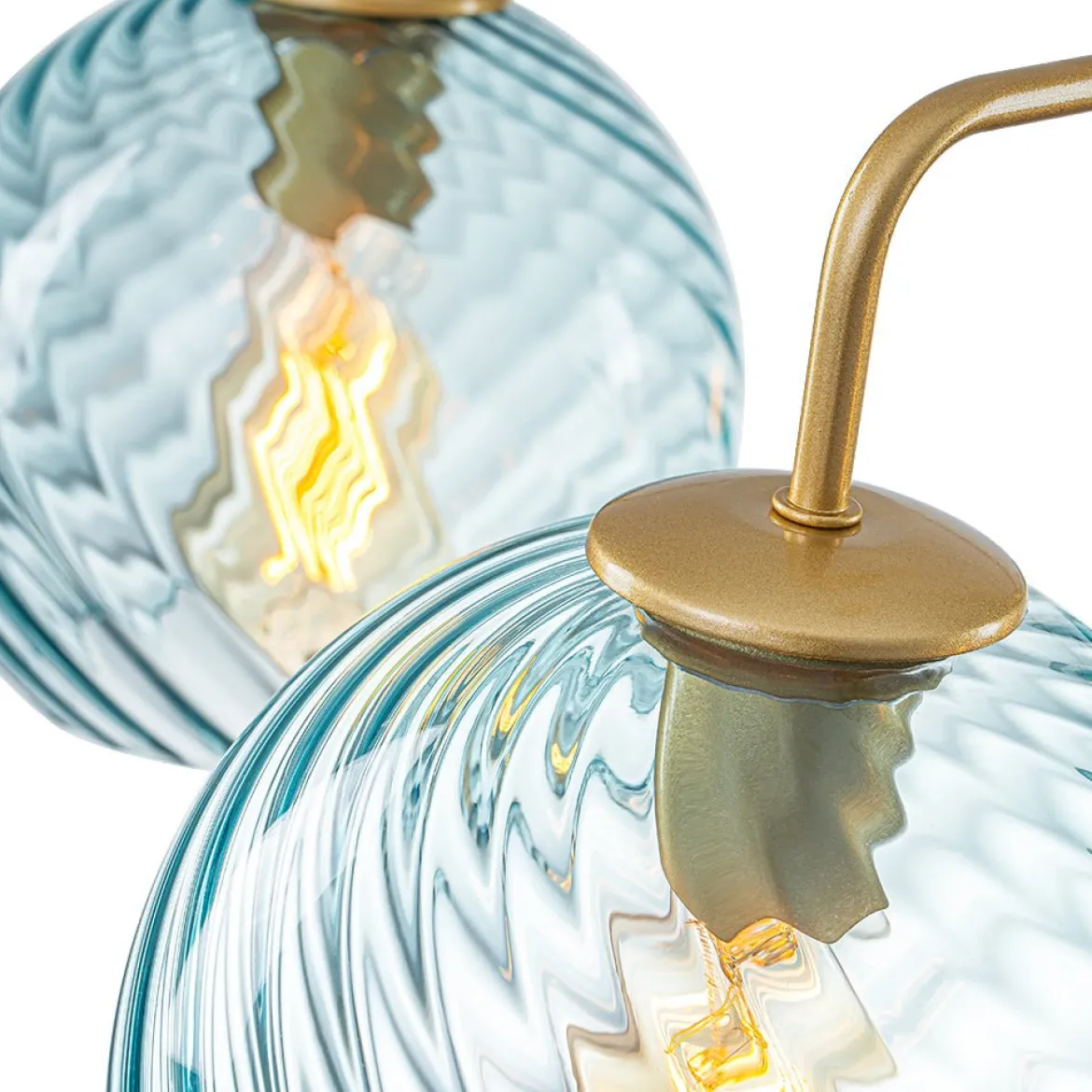 Blue Ribbed Glass Globe 5-light Round Sputnik Chandelier