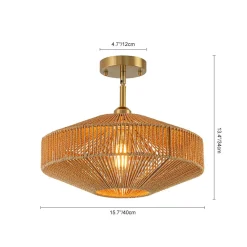 Bohemian Brown Woven Hemp Rope Cage Ceiling Light