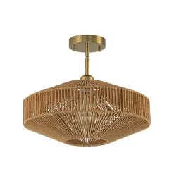 Bohemian Brown Woven Hemp Rope Cage Ceiling Light
