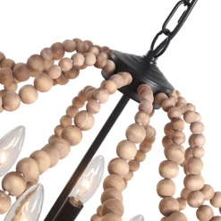 Boho 4-Light Wood Beaded Lantern Pendant