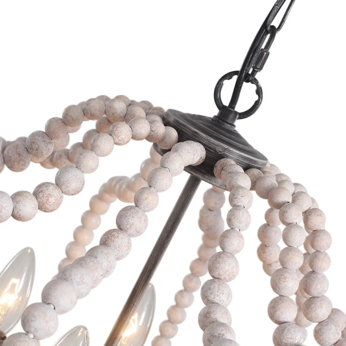 Boho 4-Light Wood Beaded Lantern Pendant