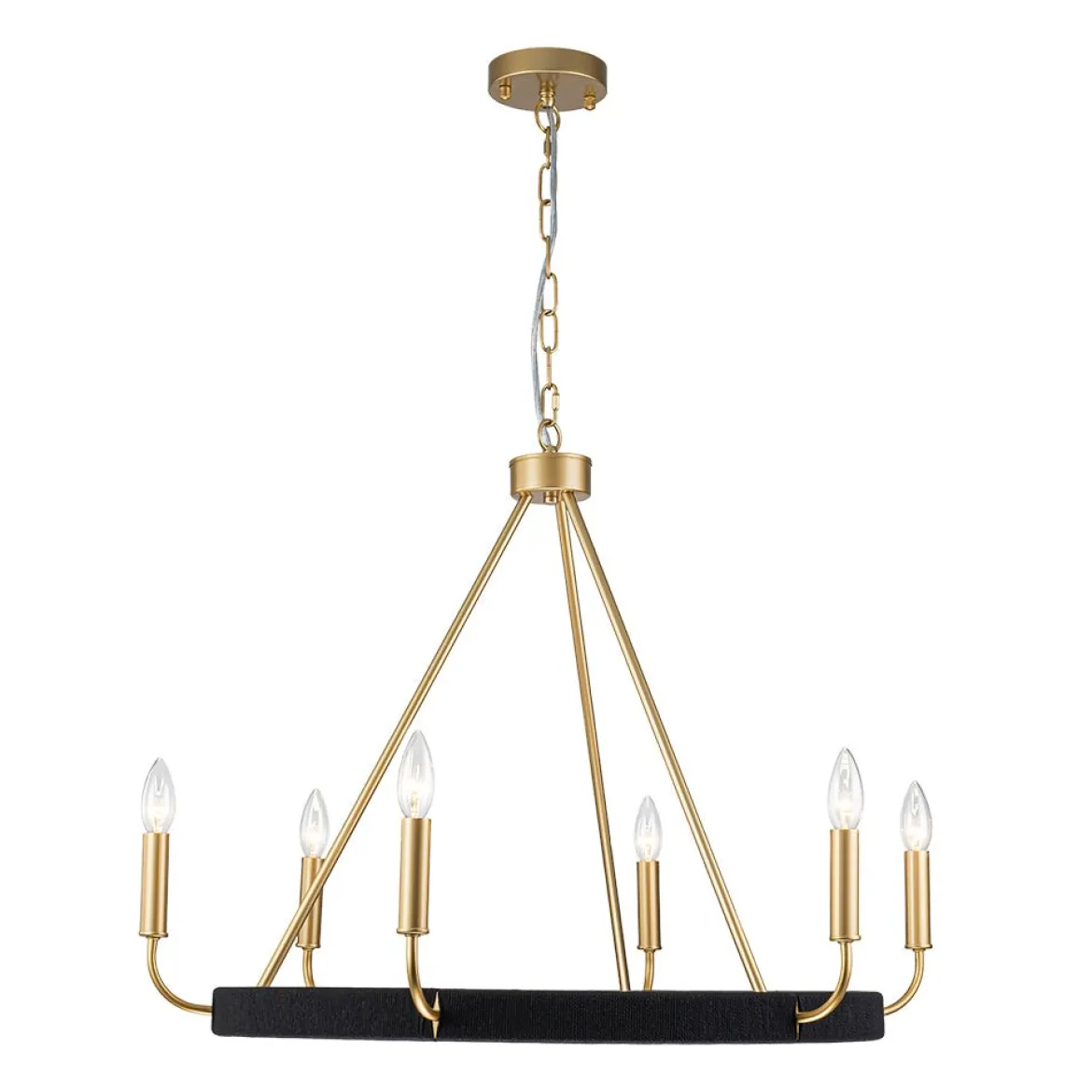 Boho 6-Light Woven String Candle Wagon Wheel Chandelier