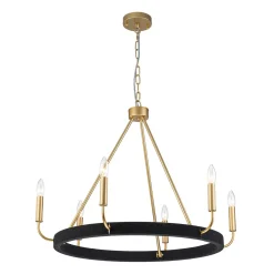 Boho 6-Light Woven String Candle Wagon Wheel Chandelier