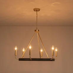 Boho 6-Light Woven String Candle Wagon Wheel Chandelier
