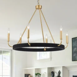 Boho 6-Light Woven String Candle Wagon Wheel Chandelier