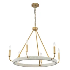Boho 6-Light Woven String Candle Wagon Wheel Chandelier