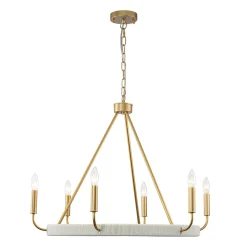 Boho 6-Light Woven String Candle Wagon Wheel Chandelier