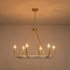 Boho 6-Light Woven String Candle Wagon Wheel Chandelier
