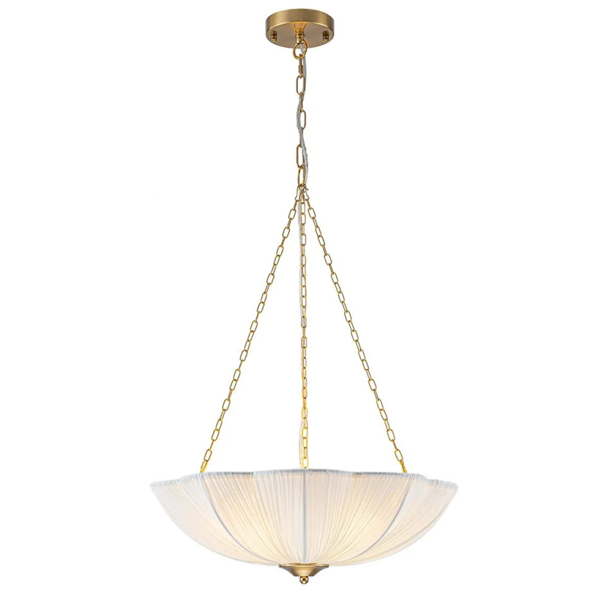 Boho Pleated Flower White Fabric Cage Pendant Light