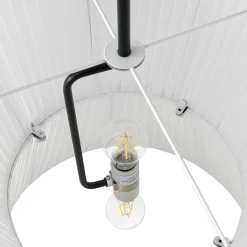 Boho 2-Tier White Fabric Tapered Drum Pendant Light