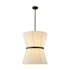 Boho 2-Tier White Fabric Tapered Drum Pendant Light