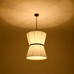 Boho 2-Tier White Fabric Tapered Drum Pendant Light