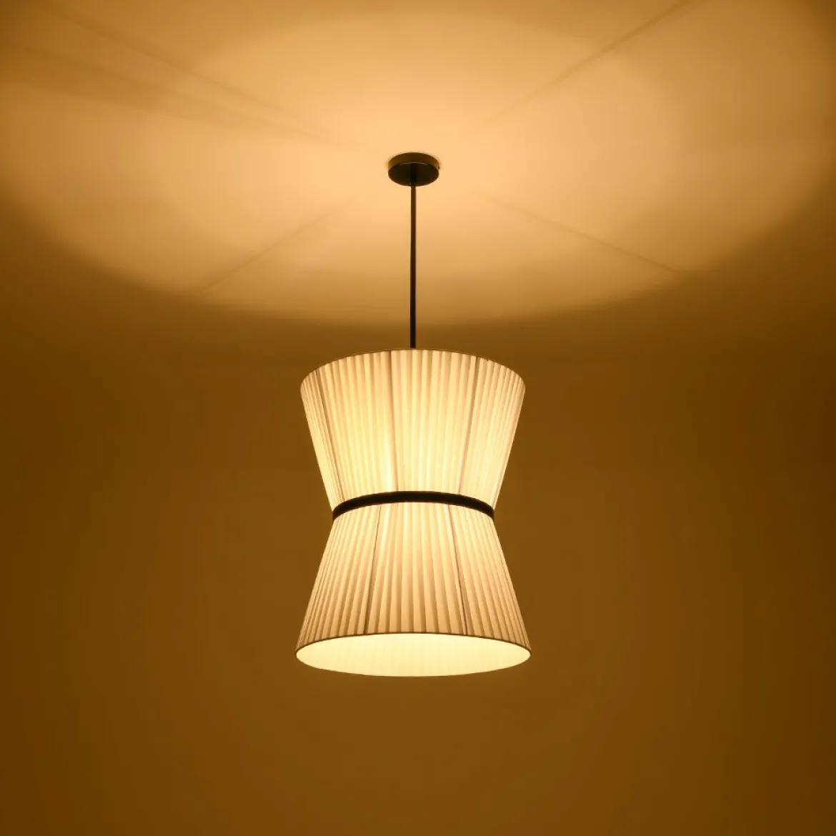 Boho 2-Tier White Fabric Tapered Drum Pendant Light