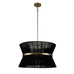 Boho 2-Tier Woven Thread Tapered Drum Pendant Light