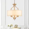 Brass Candle Style Drum Fabric Chandelier