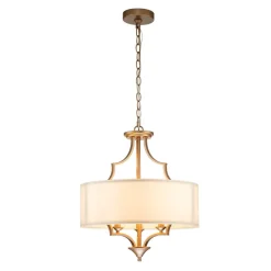 Brass Candle Style Drum Fabric Chandelier