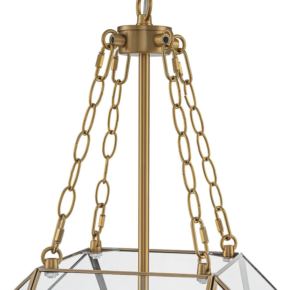 Brass Clear Glass Geometric Cube Lantern Pendant Light
