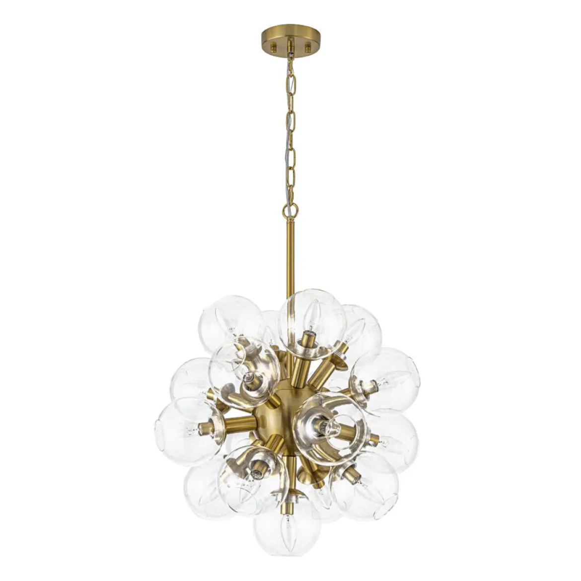 Brass Cluster Glass Globe Bubble Sphere Sputnik Chandelier