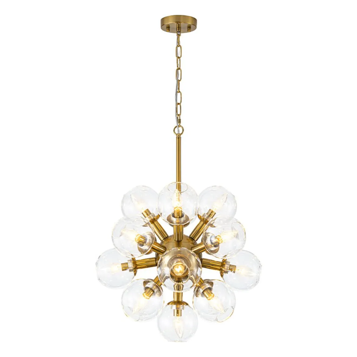 Brass Cluster Glass Globe Bubble Sphere Sputnik Chandelier