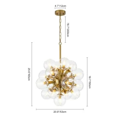 Brass Cluster Glass Globe Bubble Sphere Sputnik Chandelier