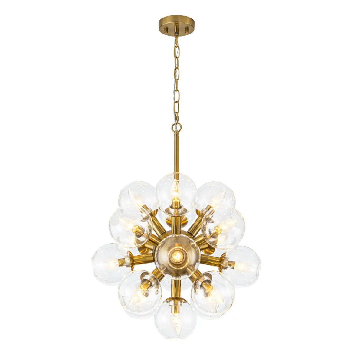 Brass Cluster Glass Globe Bubble Sphere Sputnik Chandelier
