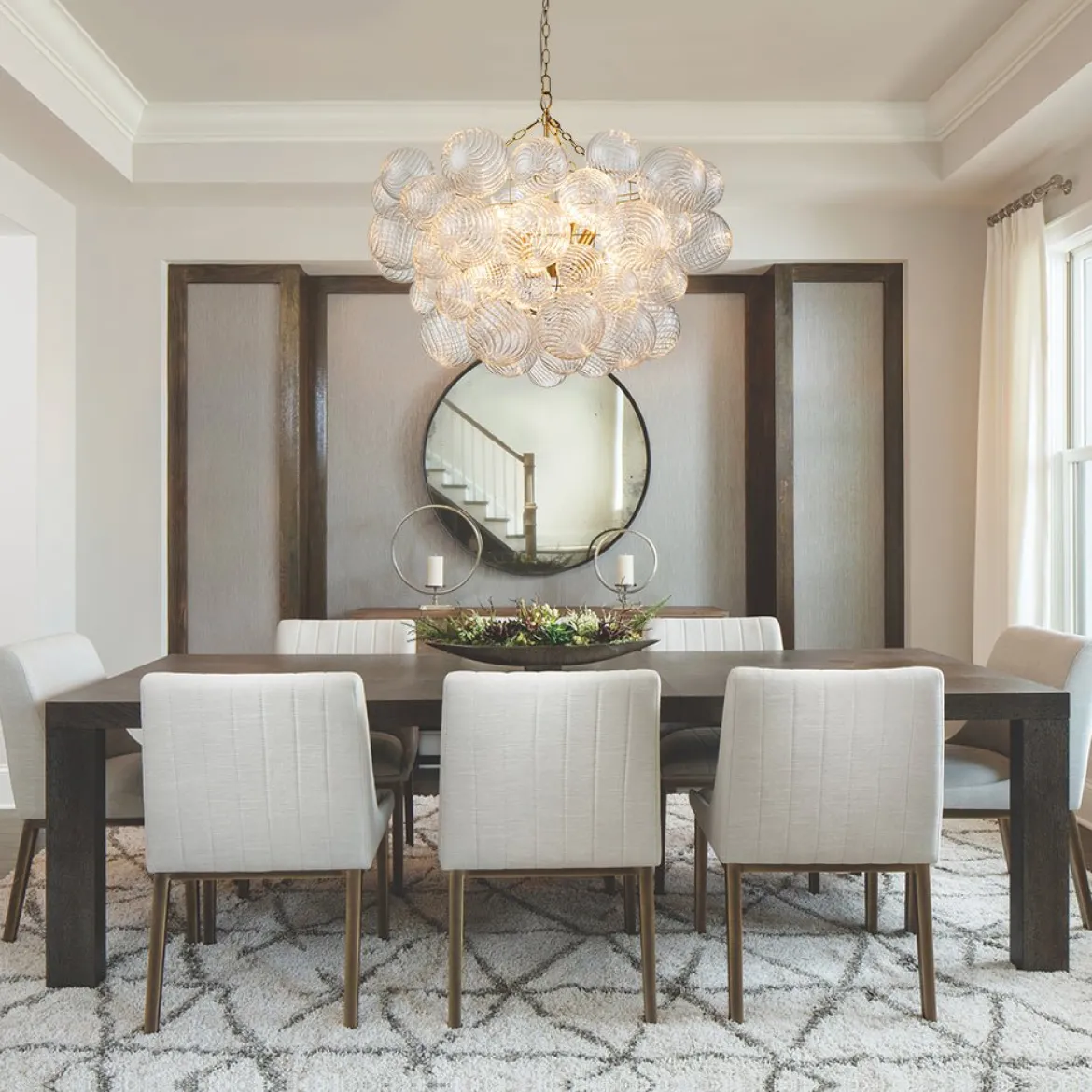 Brass Cluster Ribbed Glass Globe Bubble Chandelier
