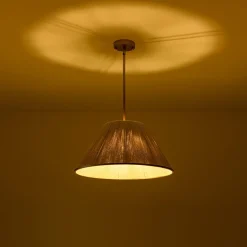 Brass Conical Woven Thread Cage Pendant Light