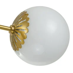 Brass Daisy Tiered Opal Glass Globe Sputnik Chandelier