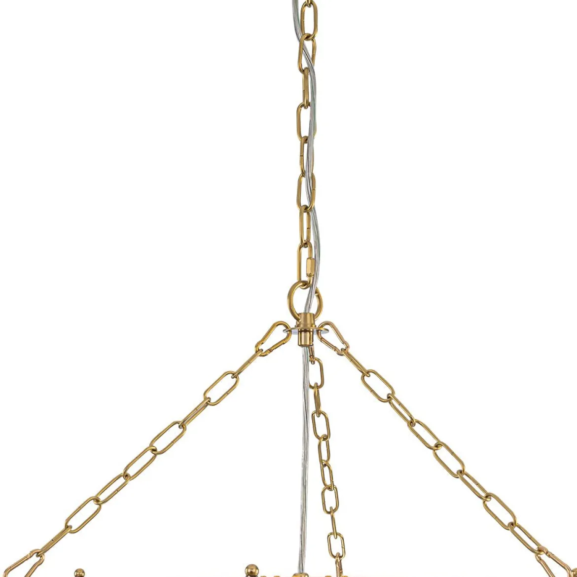 Brass Draped Ribbed Glass Bubble Round Pendant Chandelier