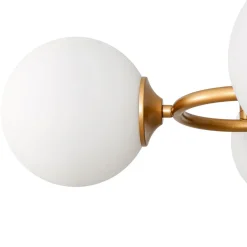 Brass Frosted White Glass Bubble Oval Ring Island Chandelier