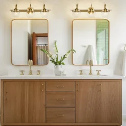 Brass Goose Arm Glass Globe 3-Light Vanity Wall Sconce