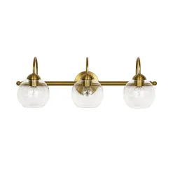 Brass Goose Arm Glass Globe 3-Light Vanity Wall Sconce